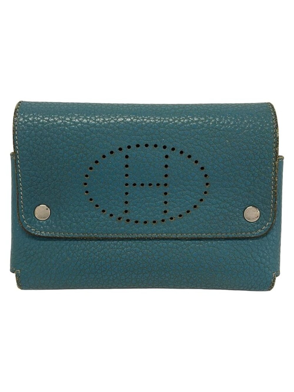 Hermes Card Case Evelyne Etuy Cult GM Blue Jean Silver Playing Cards